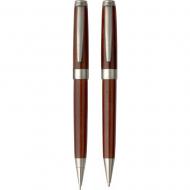 Zestaw piśmienny, długopis i ołówek w drewnianym etui