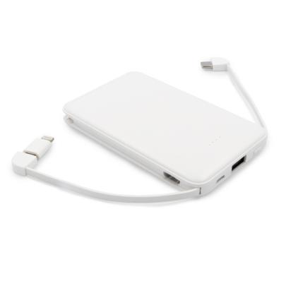 Power bank 5000 mAh ze zintegrowanymi kablami, adapter w komplecie | Presley