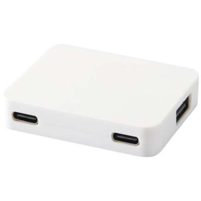 Gaia 4-portowy hub USB z wyjściem USB-A i typu C oraz podwójnym wejściem — wykonany z tworzyw sztucz