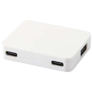 Gaia 4-portowy hub USB z wyjściem USB-A i typu C oraz podwójnym wejściem — wykonany z tworzyw sztucz