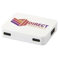 Gaia 4-portowy hub USB z wyjściem USB-A i typu C oraz podwójnym wejściem — wykonany z tworzyw sztucz