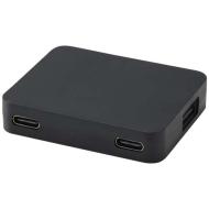 Gaia 4-portowy hub USB z wyjściem USB-A i typu C oraz podwójnym wejściem — wykonany z tworzyw sztucz
