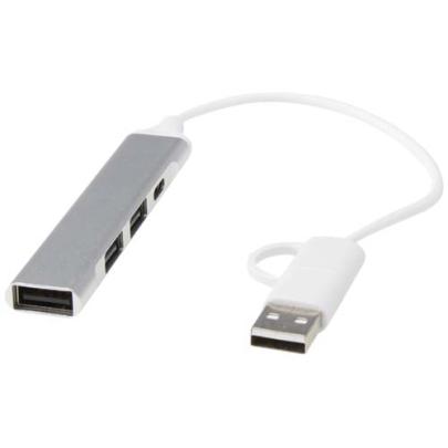 Alkaid 4-portowy hub USB-A i typu C z podwójnym wejściem wykonany z aluminium z recyklingu