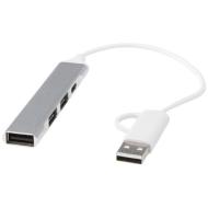 Alkaid 4-portowy hub USB-A i typu C z podwójnym wejściem wykonany z aluminium z recyklingu
