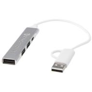 Alkaid 4-portowy hub USB-A i typu C z podwójnym wejściem wykonany z aluminium z recyklingu