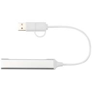 Alkaid 4-portowy hub USB-A i typu C z podwójnym wejściem wykonany z aluminium z recyklingu