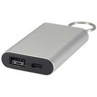 Arcturus powerbank o pojemności 2000 mAh z recyklingowanego aluminium z brelokiem