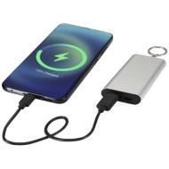 Arcturus powerbank o pojemności 2000 mAh z recyklingowanego aluminium z brelokiem