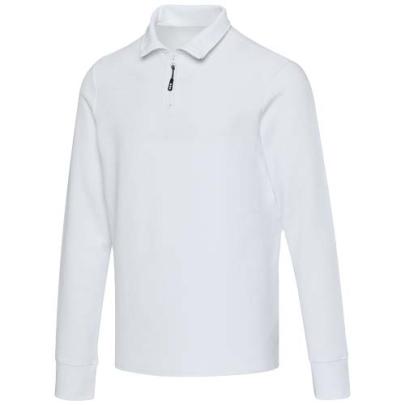 Apollo koszulka polo z zamkiem do połowy i długimi rękawami, uniseks 245 g/m²