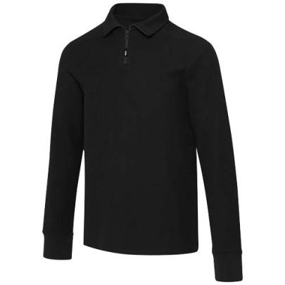 Apollo koszulka polo z zamkiem do połowy i długimi rękawami, uniseks 245 g/m²