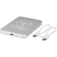 Powerbank Avis 5000 mAh z recyklingowanego aluminium posiadającego certyfikację RCS, z wbudowanym ma