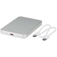 Powerbank Avis 5000 mAh z recyklingowanego aluminium posiadającego certyfikację RCS, z wbudowanym ma
