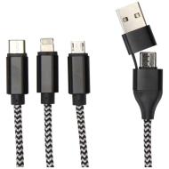 Alphecca - kabel ładujący 5 w 1 wykonany z recyklingowanego aluminium i tworzywa RPET