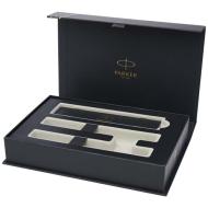 Parker IM Essentials – elegancki zestaw piśmienniczy: pióro i długopis, kolor srebrny
