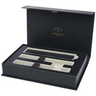 Parker IM Essentials – elegancki zestaw piśmienniczy: pióro i długopis, kolor srebrny