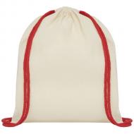 Plecak Oregon ściągany sznurkiem z kolorowymi sznureczkami, wykonany z bawełny o gramaturze 100 g/m²