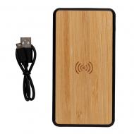 Bambusowy, bezprzewodowy power bank 8000 mAh