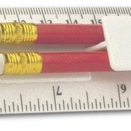 Linijka, 2 ołówki, temperówka, gumka