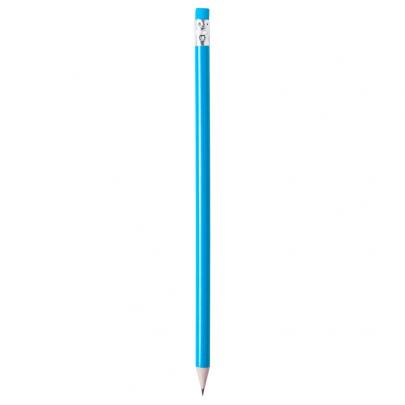Niebieski ołówek z gumką drewniany