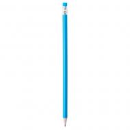 Niebieski ołówek z gumką drewniany