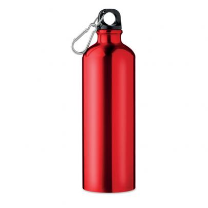 Czerwona butelka aluminiowa z karabińczykiem BIG MOSS