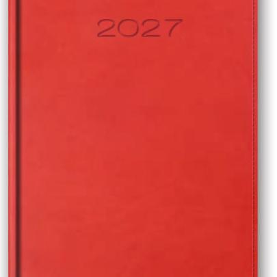 Kalendarz książkowy dzienny 2027 Czerwony