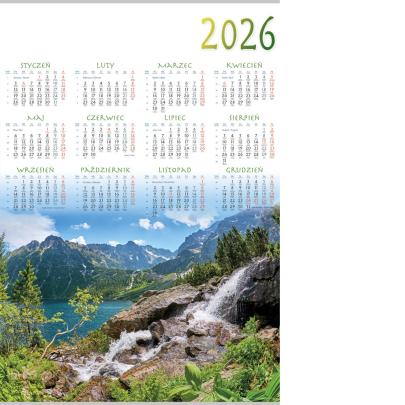 Kalendarz ścienny jednoplanszowy na 2026 rok