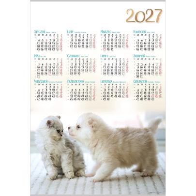 Kalendarz ścienny jednoplanszowy na 2027 Przyjaciele