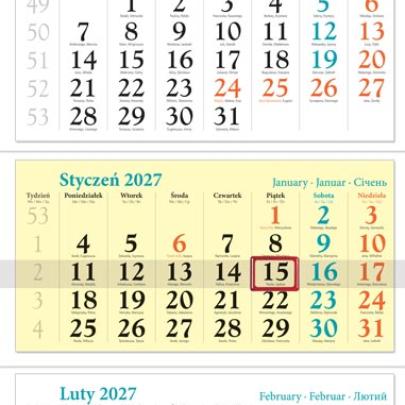 Kalendarz ścienny trójdzielny 2027 Łąka
