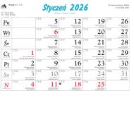 Kalendarz ścienny rodzinny 2026