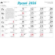 Kalendarz ścienny rodzinny 2026