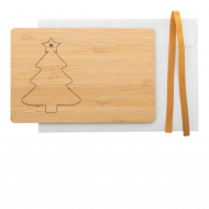 Drewniana BooCard karta świąteczna ze świątecznym grawerunkiem