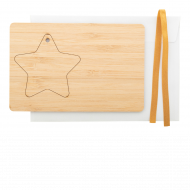 Drewniana BooCard karta świąteczna z motywem gwiazdy