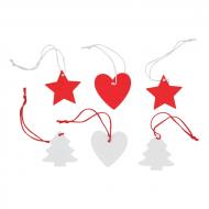 Zestaw drewnianych ozdób świątecznych na choinkę z logo firmy
