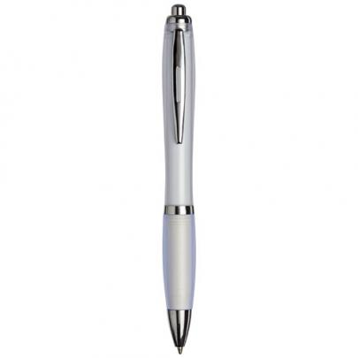 Curvy ballpoint pen with frosted barrel and grip