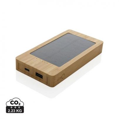 Bambusowy power bank 10000 mAh, ładowarka słoneczna