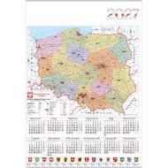 Kalendarz ścienny jednoplanszowy na 2027 Mapa